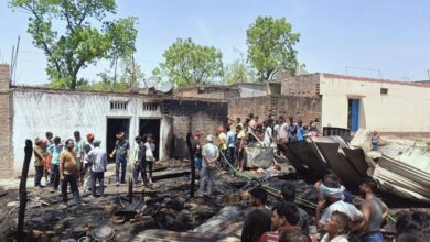 Photo of आगजनी में गृहस्थी के सामान समेत टेम्पो राख, दो बकरे मरे